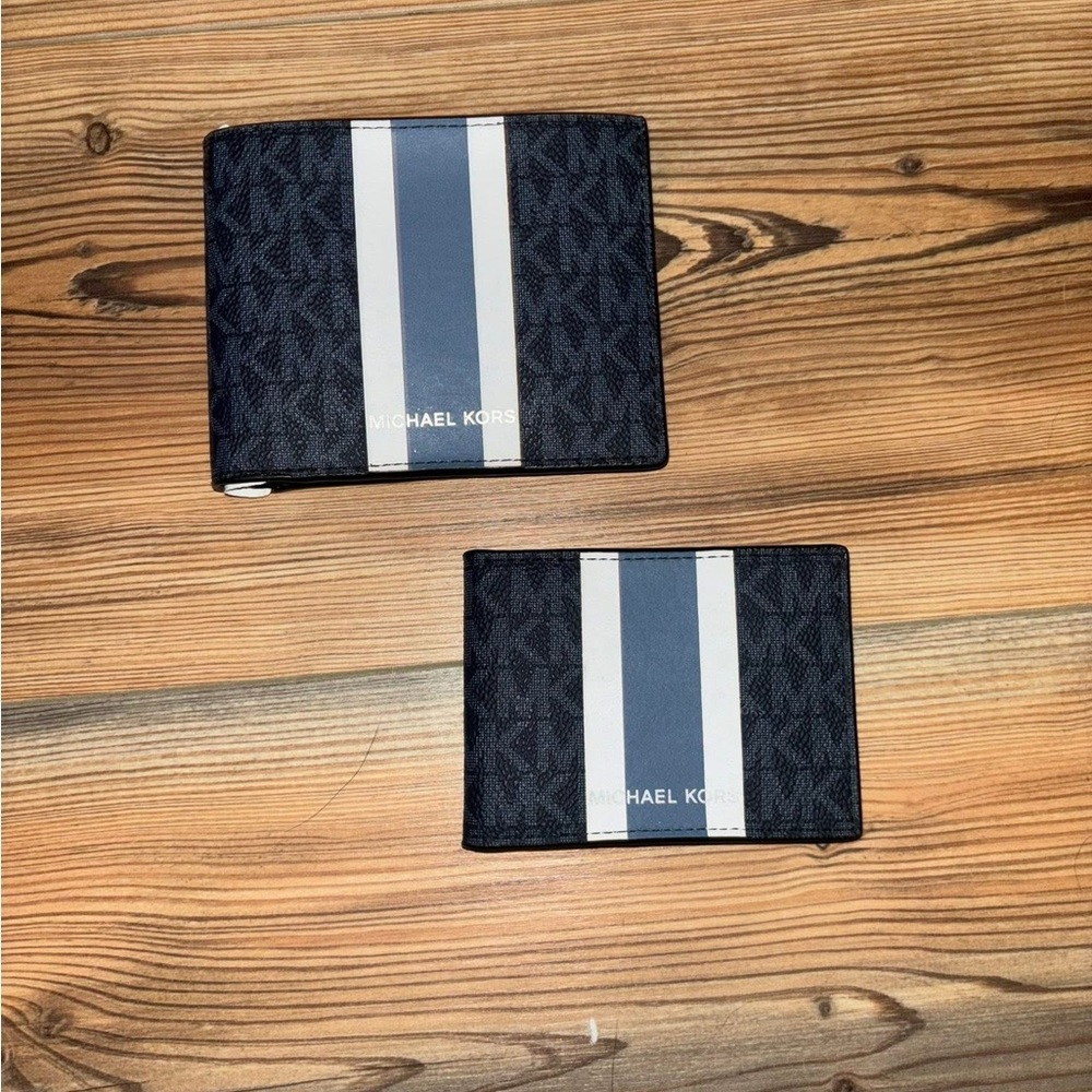 Michael Kors Black and Gray Men's Card Holder Set